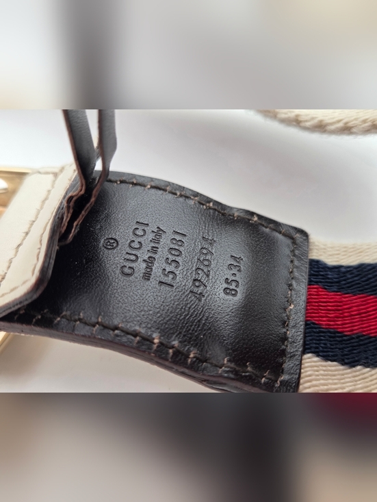 Gucci Red/Green Canvas Web Interlocking G Buckle Belt Size 85/34